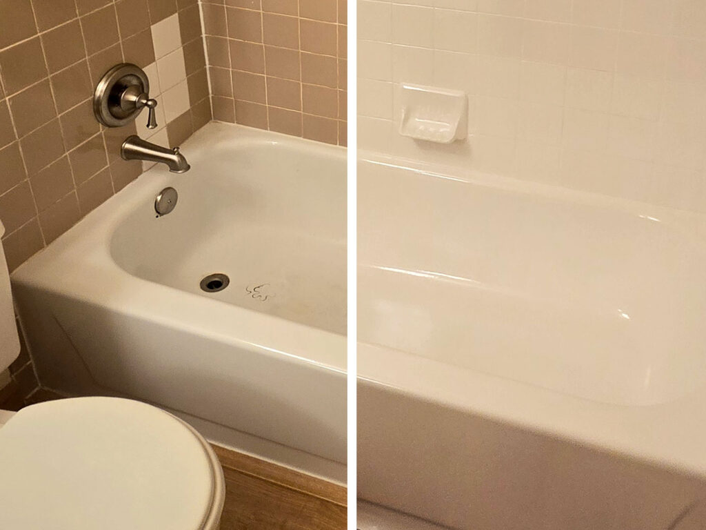 bathtub with full surround before after